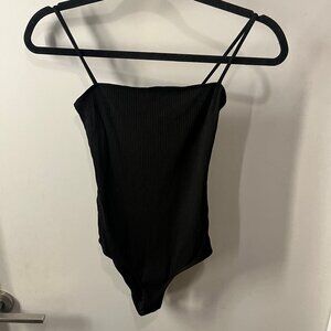 REFORMATION Black Ribbed Bodysuit Size XS
